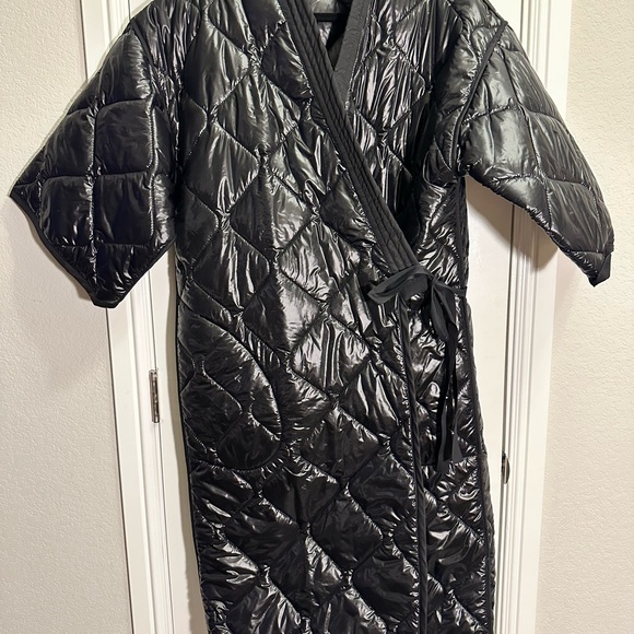 Quilted Black Kimono Coat - Picture 2 of 6
